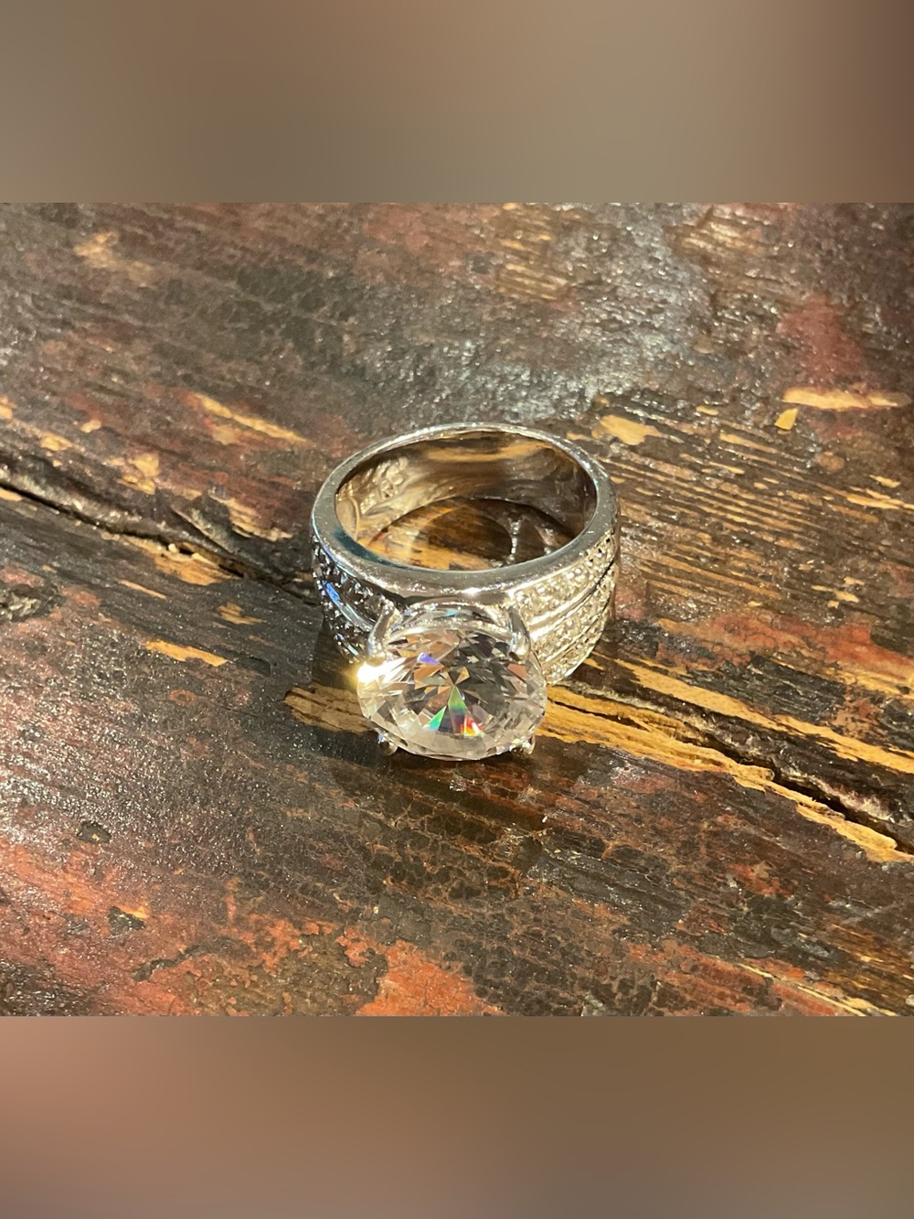 Sterling Silver Clear CZ Statement Ring